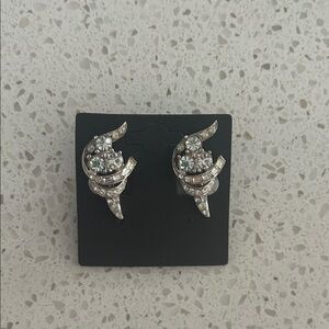 Vintage Coro Rhinestone Screw-Back Earrings | Signed | 1930s-1940s